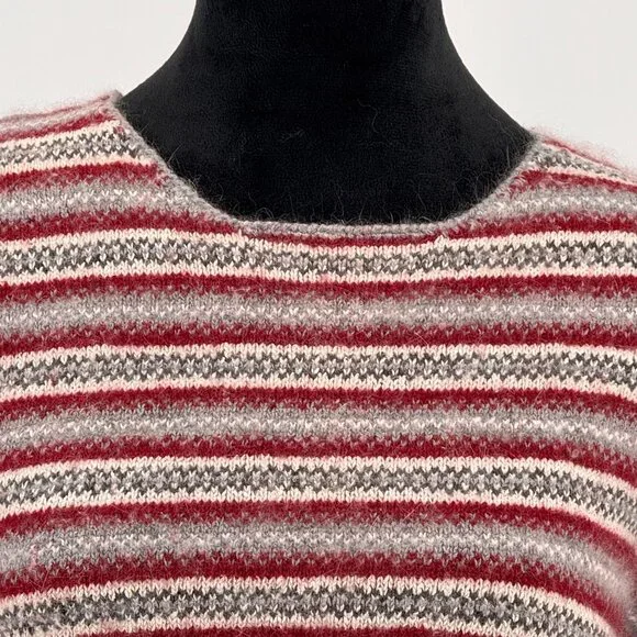 Vintage Womens Fair Isle Cabin Sweater Size M Silk Angora SOFT Crew Neck Granola - Picture 5 of 6